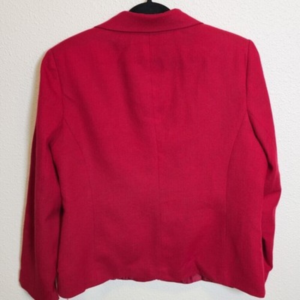 Sag Harbor Women’s Red 100% Wool Zip Front Blazer Jacket Size 16 Fully Lined - Picture 2 of 6